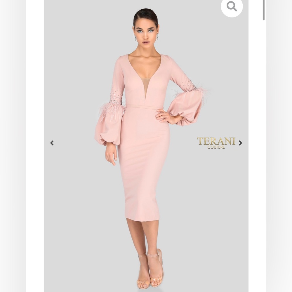 Terani Couture fitted stretch crepe cocktail dress